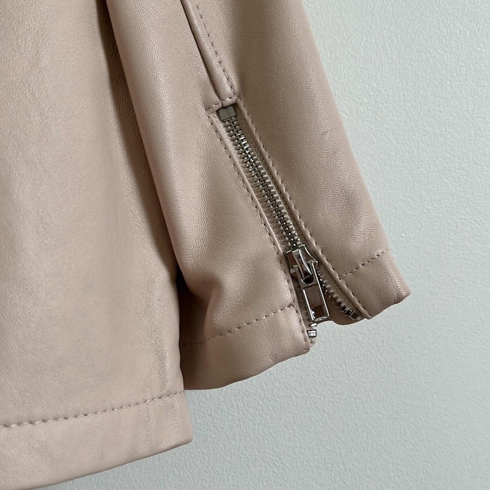 -Maje Light Rose Pale Pink Brittany Cropped Lamb Leather Jacket EU38 - Picture 7 of 11